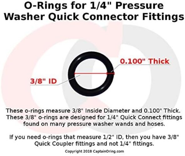 Power Pressure Washer O-Rings for 1/4″ Quick Coupler, High Temperature Viton …