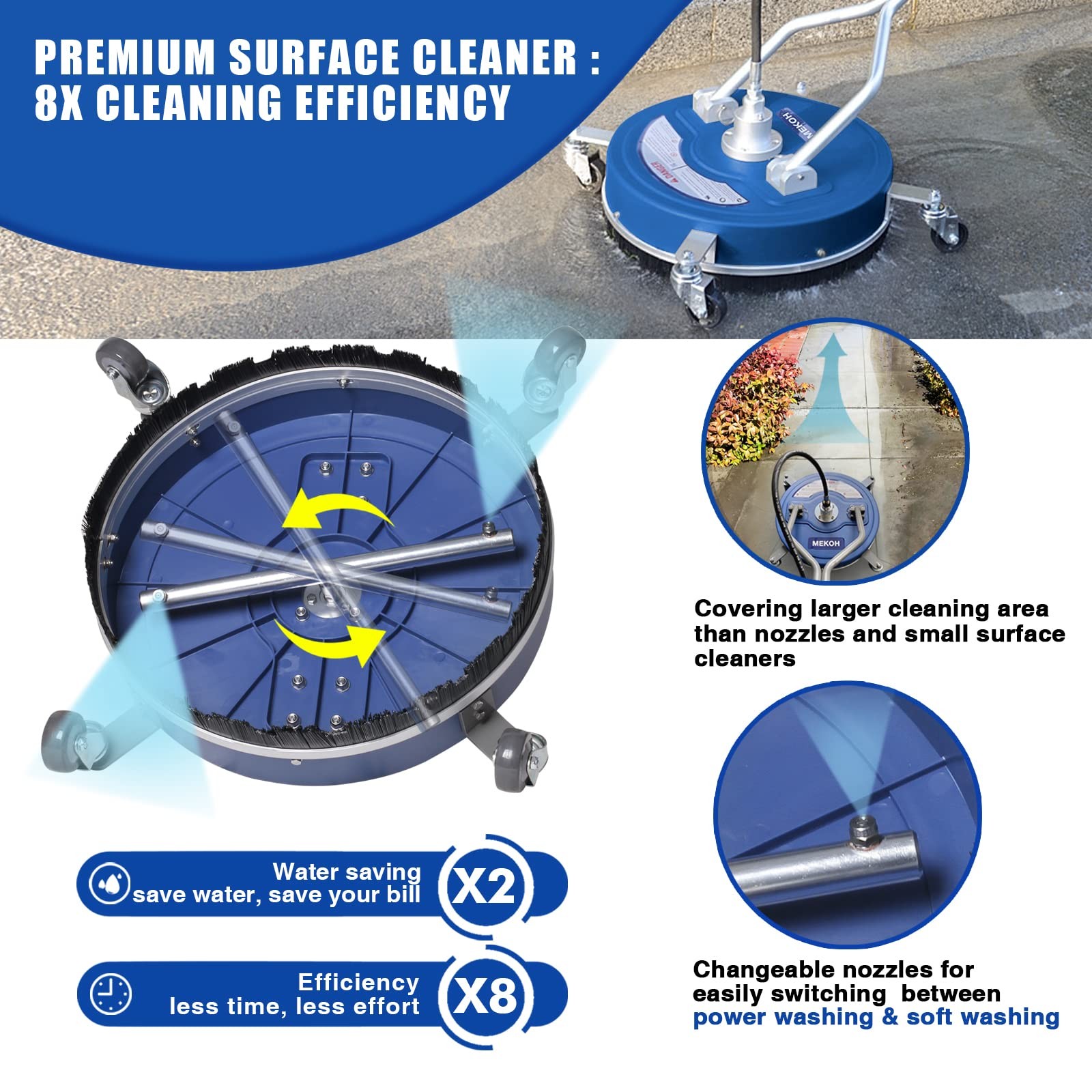 Pressure Washer Surface Cleaner 20”, 4500PSI Power Washer Surface Cleaner At…