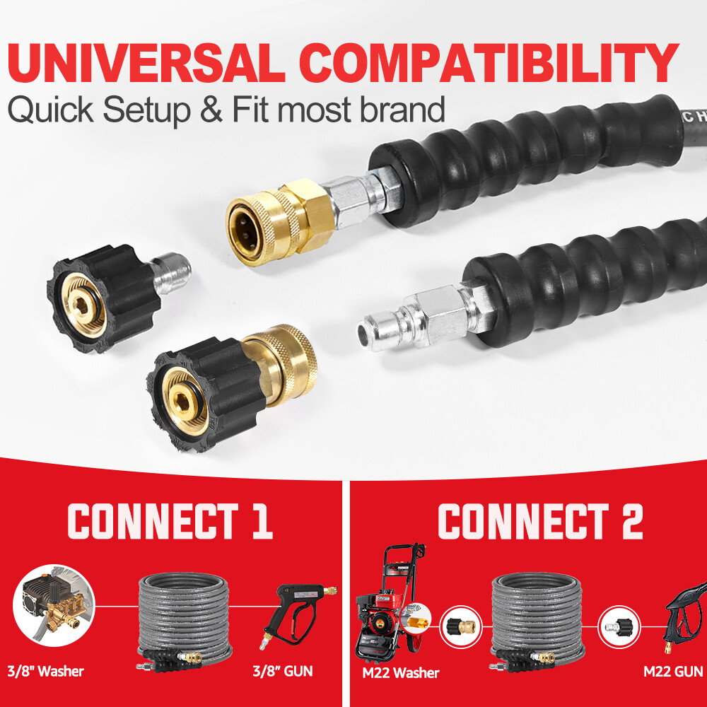 YAMATIC 3/8″ Rubber Pressure Washer Hose 4200psi for Hot Water 50/100/125/150 ft