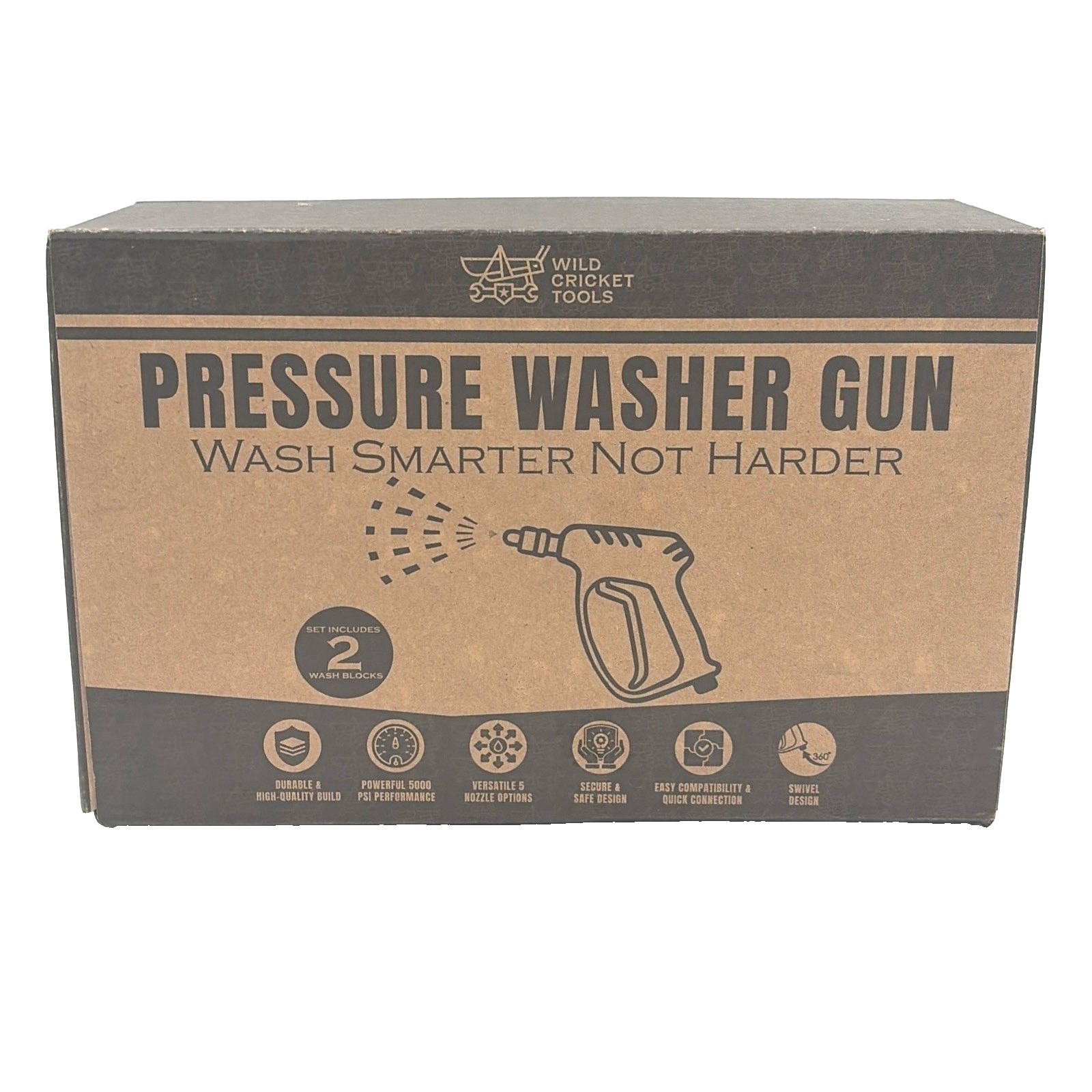 5000 PSI Pressure Washer Gun 3/8″ QC M22-14mm w/ 5 Nozzles & Swivel
