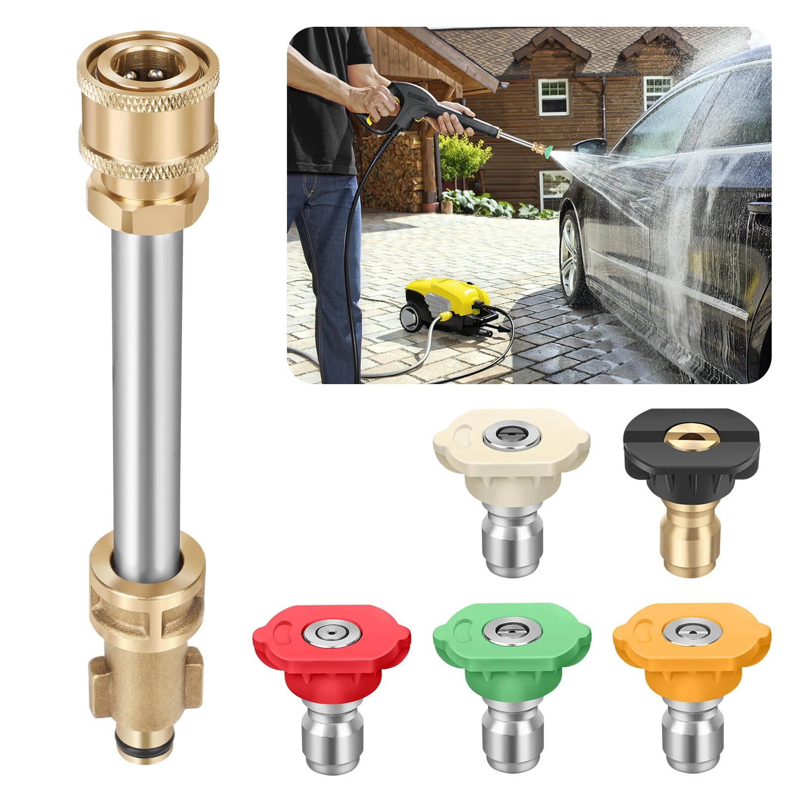 For Dewalt Ryobi Pressure Washer Quick Connect Adapter With 5 Spray Nozzles