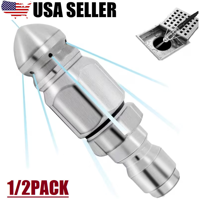 2Pcs Male Pressure Washer Drain Sewer Cleaning Pipe Jetter Rotating Nozzle USA