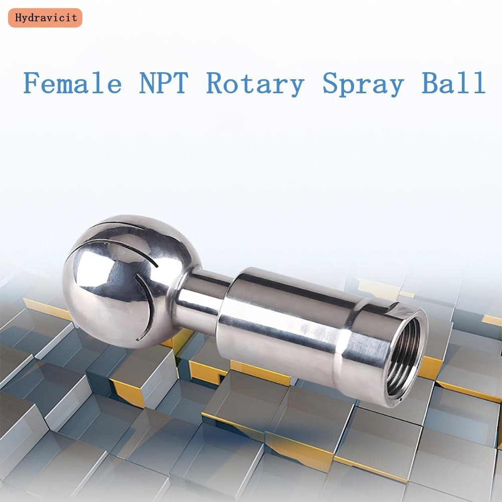 304 Stainless Steel CIP Tank Cleaning Ball, 360° Rotary Spray, NPT 1-1/2″ Thread