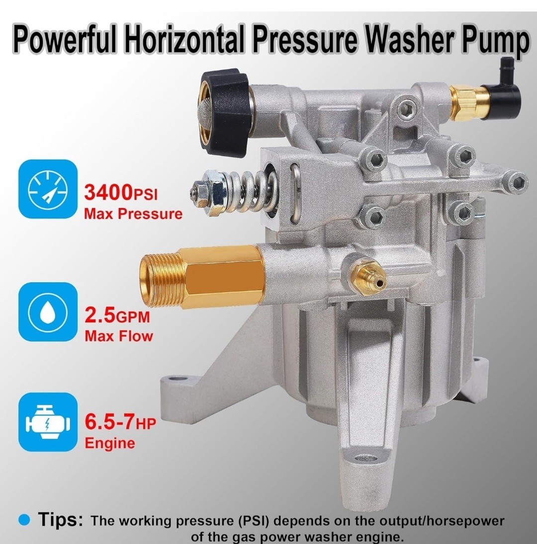 Biswing Pressure Washer Pump Power Washer Pump 7/8″ Shaft Vertical3400 PSI2.5GPM