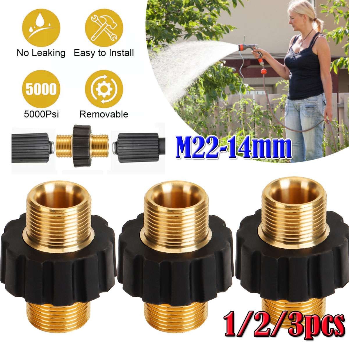 M22-14mm Quick Connect Hose Adapter 5000PSI Pressure Washer Connector Fitting