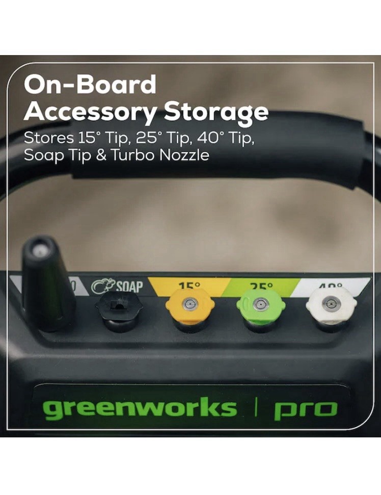 Greenworks Pro 2500 PSI TruBrushless Corded Electric Pressure Washer, Soap Tank