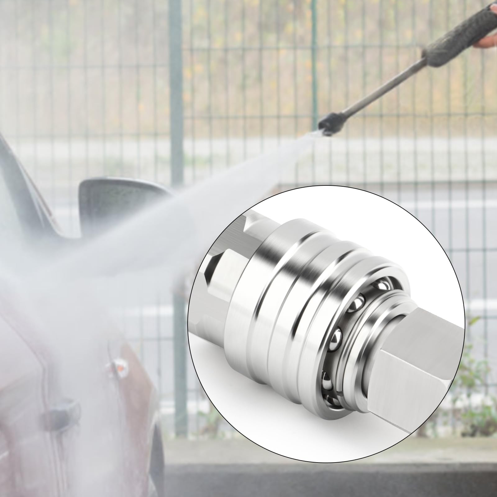 4 PCS 304 Stainless Steel Pressure Washer Adapter Kit Quick Connect 1/4 Inch