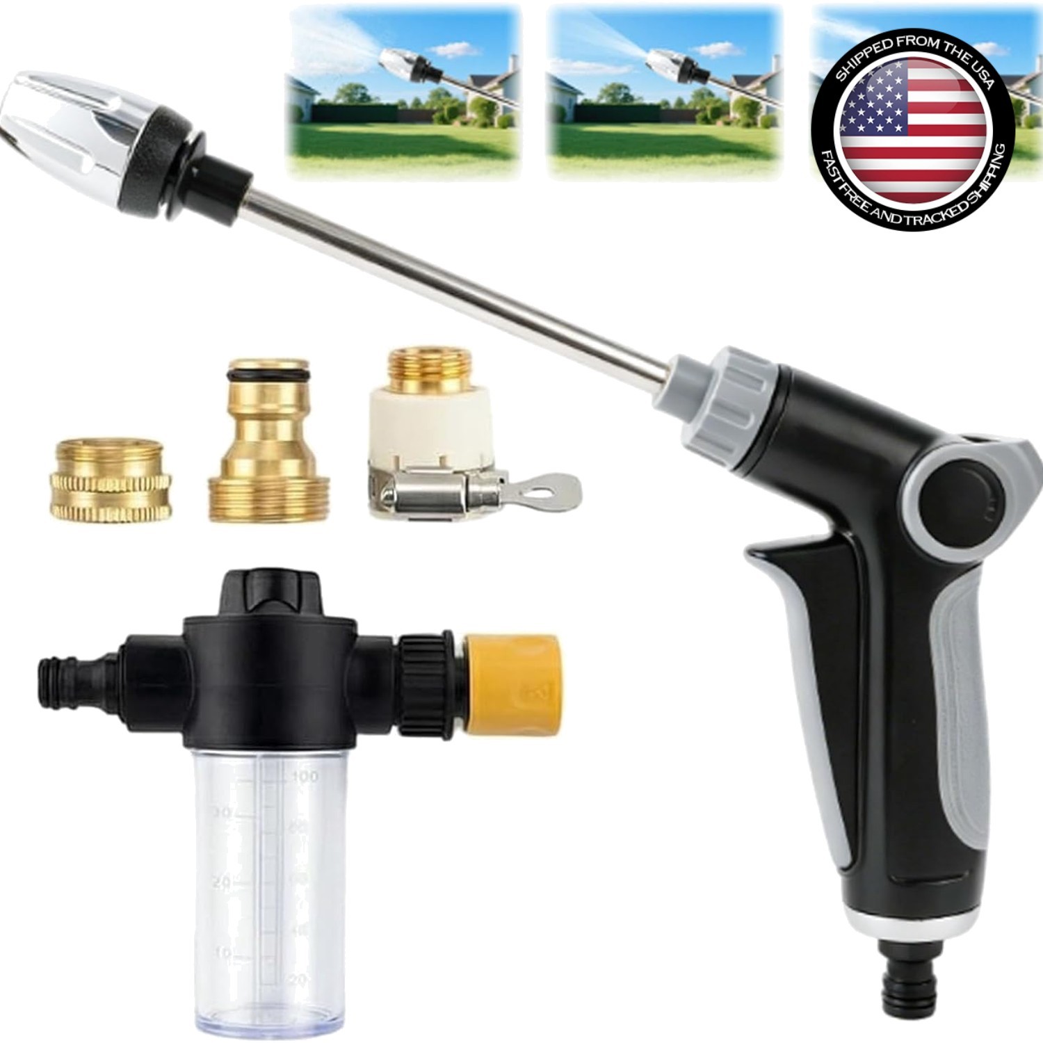 Leak-Proof High Pressure Washer Gun for Yard, Car & Pet Washing – Metal Build