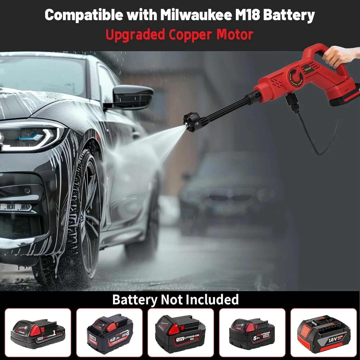 Cordless Pressure Washer for Milwaukee M18 18V Battery, Portable Cordless Power