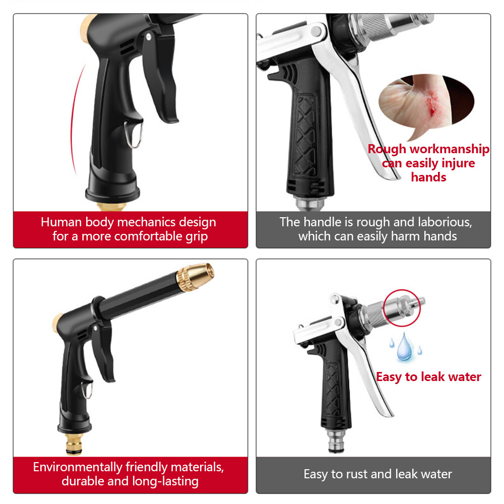 High Pressure Water Spray Gun Car Wash Metal Brass Nozzle Garden Pipe Hose Lawn