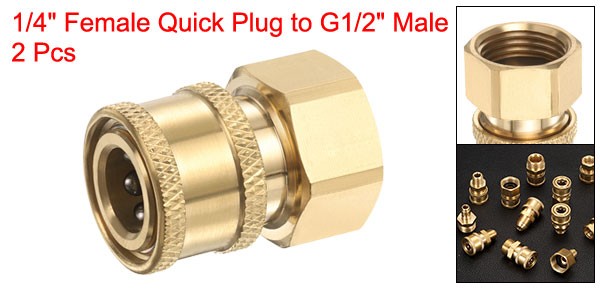 2 Pcs 1/4″ Female Quick Plug to G1/2″ Male Pressure Washer Adapter Quick Connect