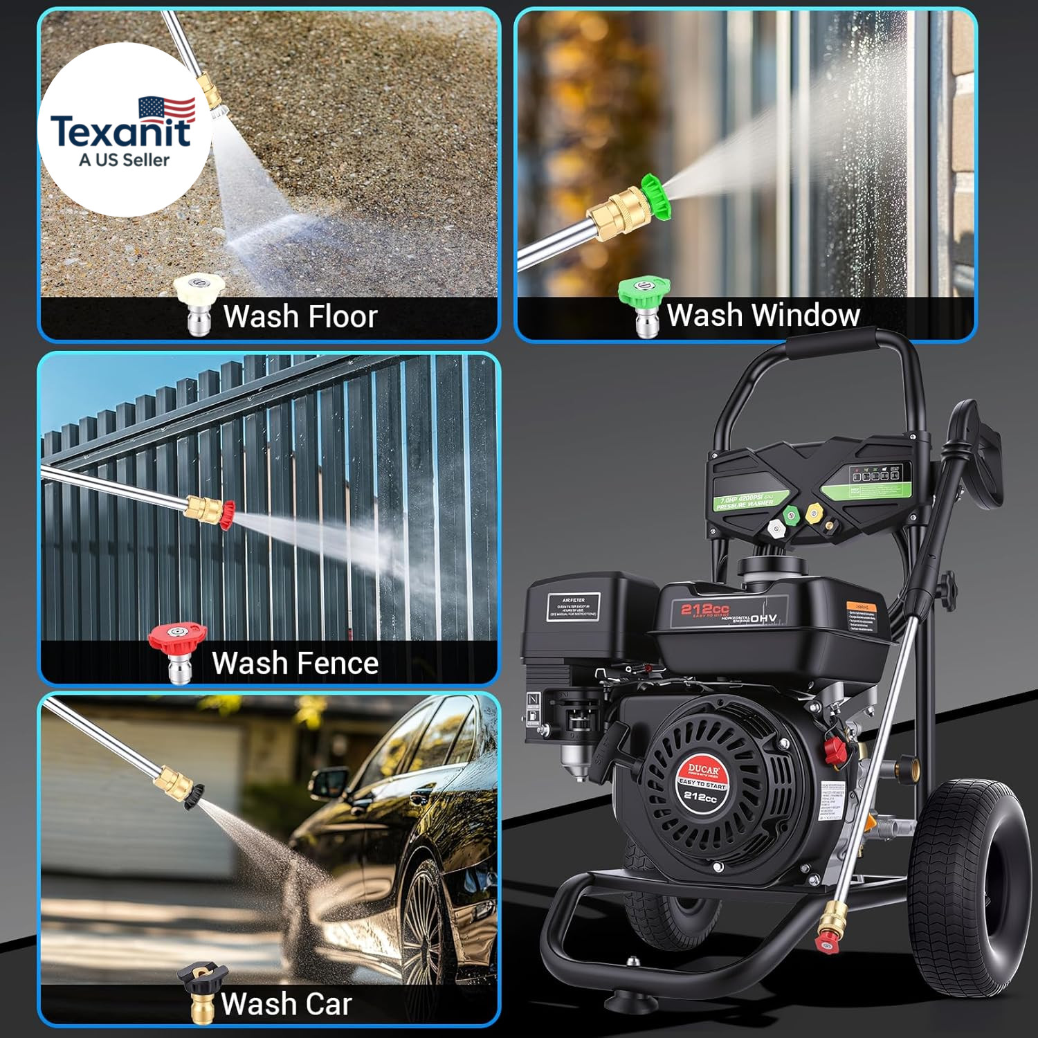 Gas Powered Pressure Washer 4200 PSI Gas Power Washer 4.0 GPM 212CC Commercial H