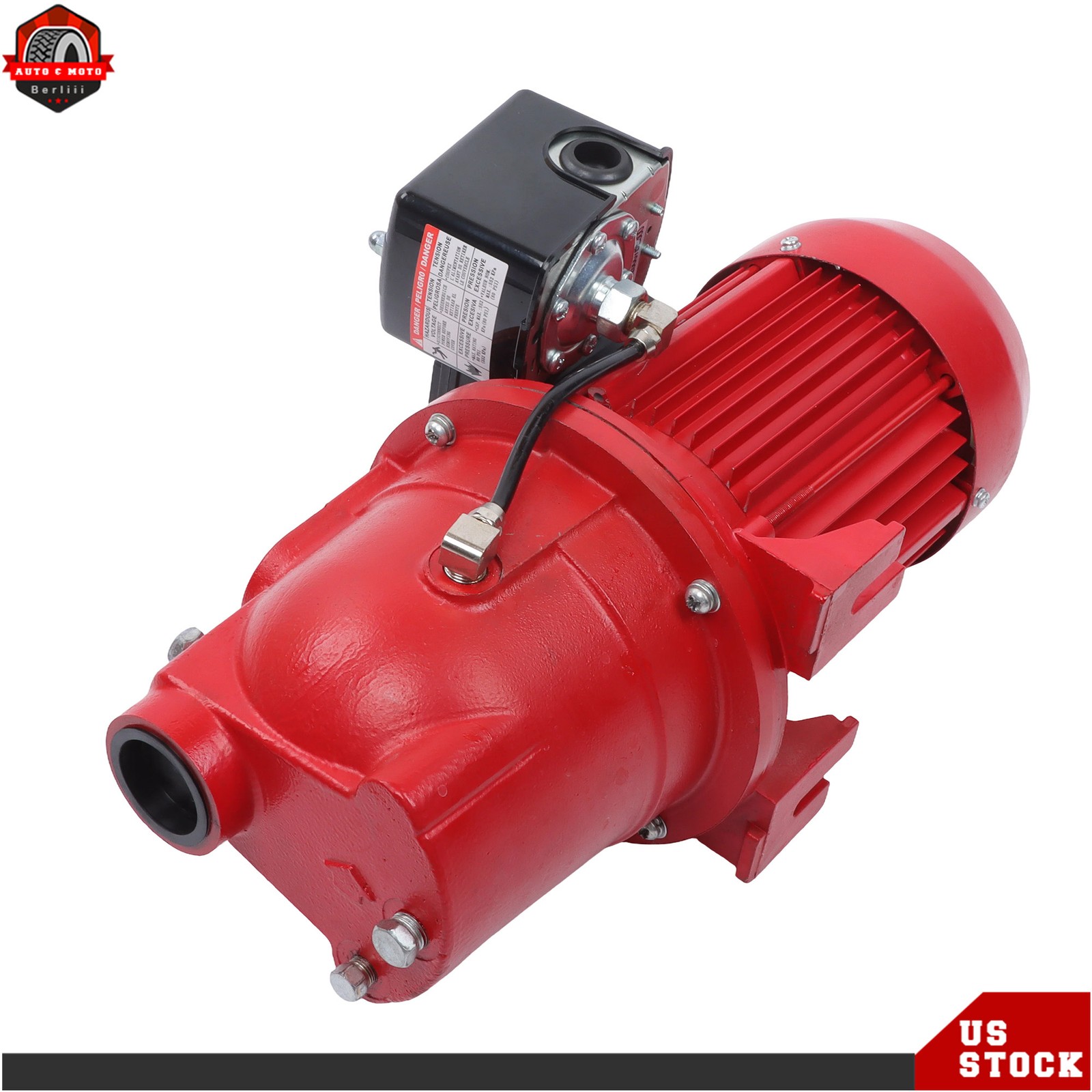 Cast Iron Shallow Well Jet Pump 3/4 HP 13 GPM, 115/230V Dual Voltage, Red
