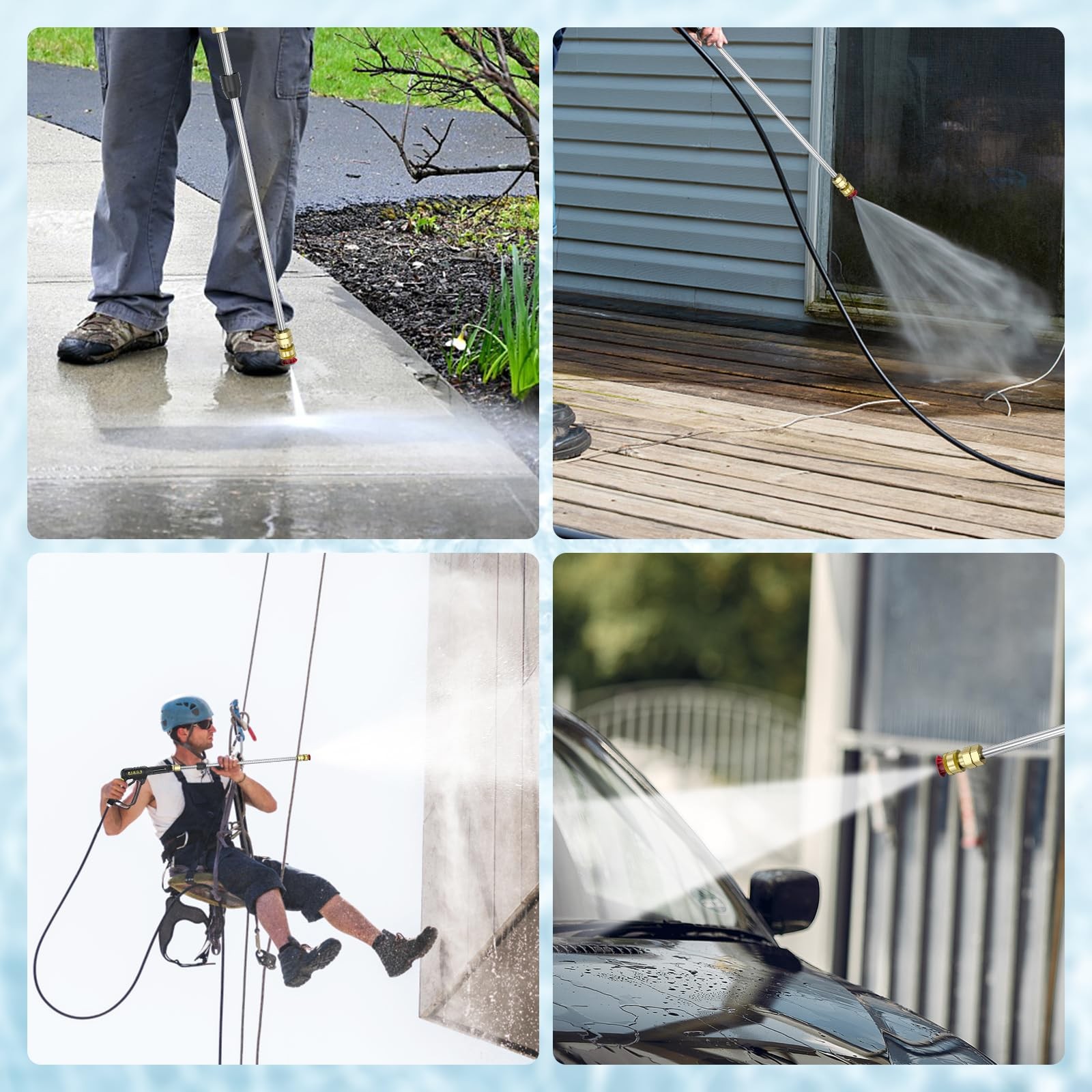 3600PSI Pressure Washer and Hose 50ft, Power Washer Hose 15 in Extension Wand…