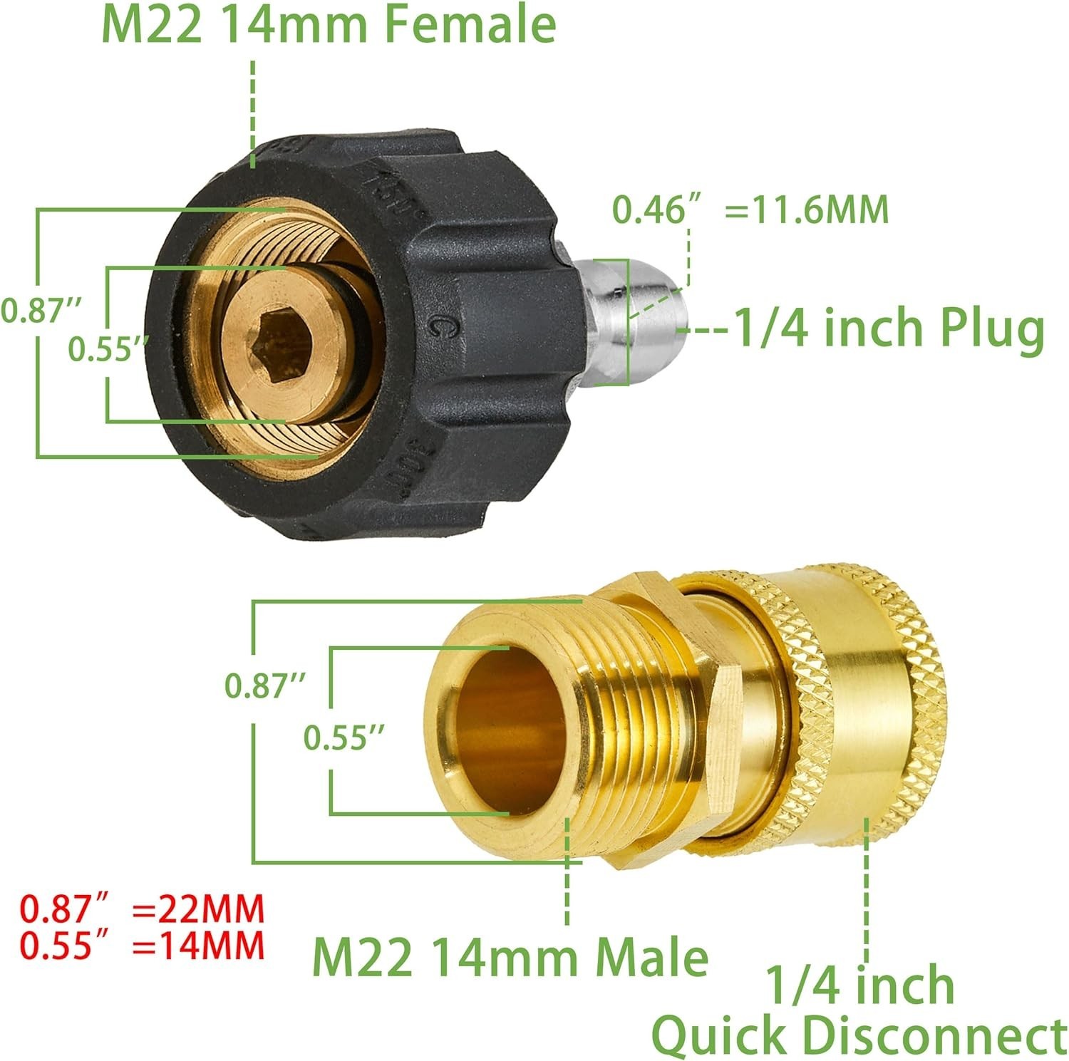45° Curved Pressure Washer Extension Wand with Quick Connect & Brass Fittings