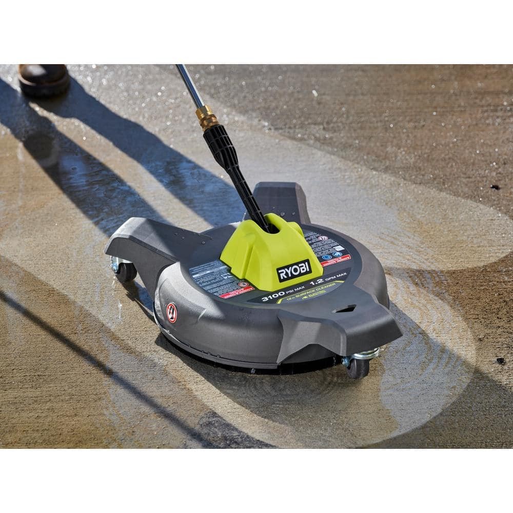 RYOBI 12 in. 3100 PSI Electric Pressure Washer Surface Cleaner w/ Caster Wheels