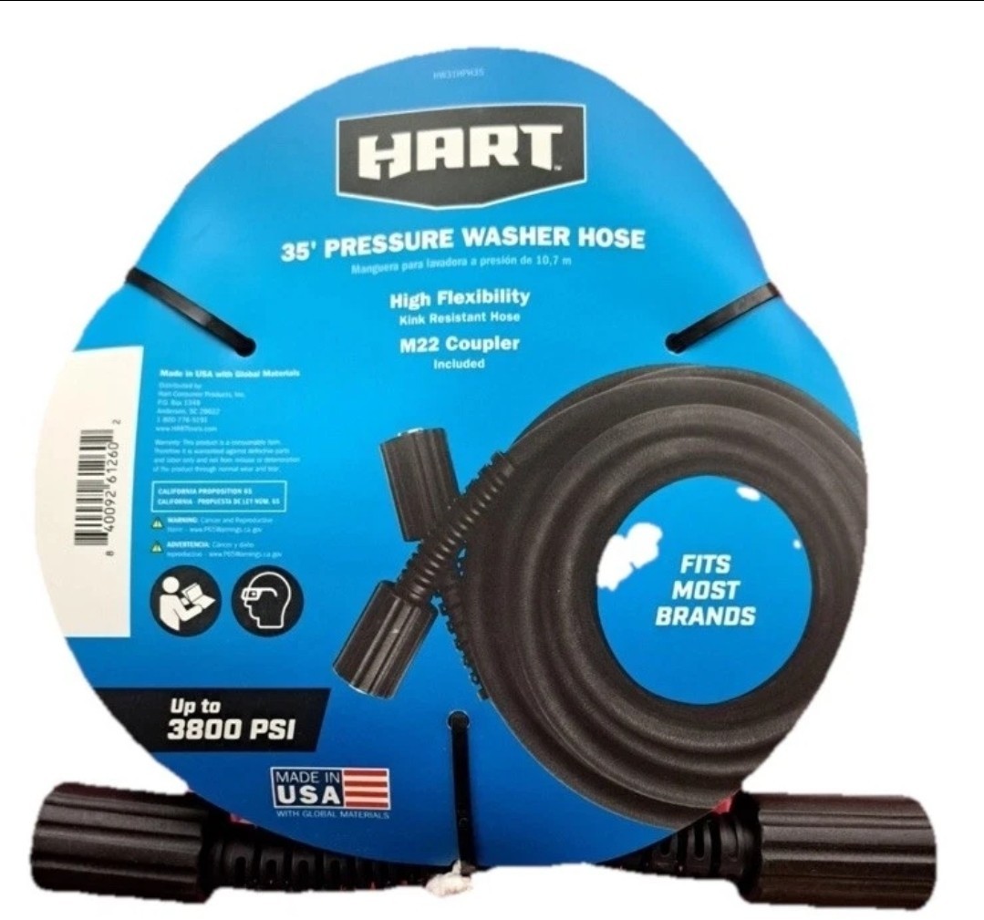New hart 35 Pressure Washer Hose High Flexibility Up To 3800 Psi Pressure Washer