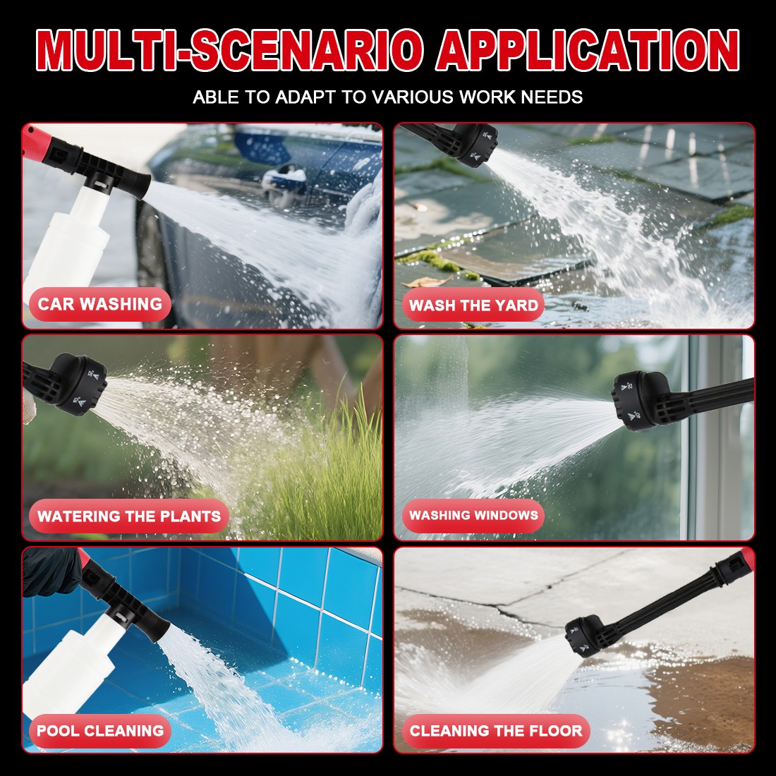 For Milwaukee18VCordless Car High Pressure Washer Gun Jet Water Wash Cleaner Gun