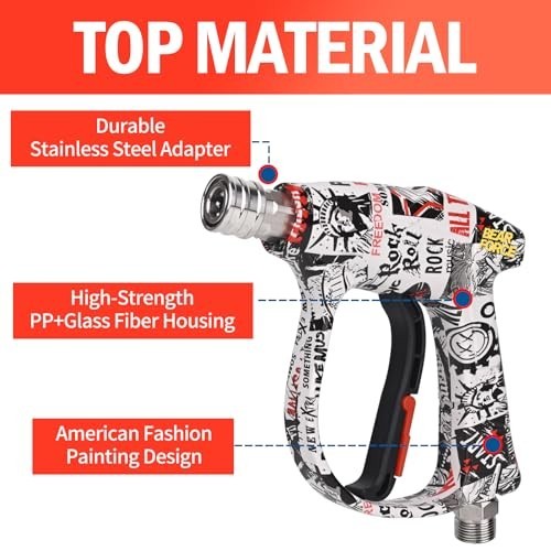 High Pressure Washer Gun 3000 PSI, M22-ID14mm Short Gun, Car Wash & Detailing