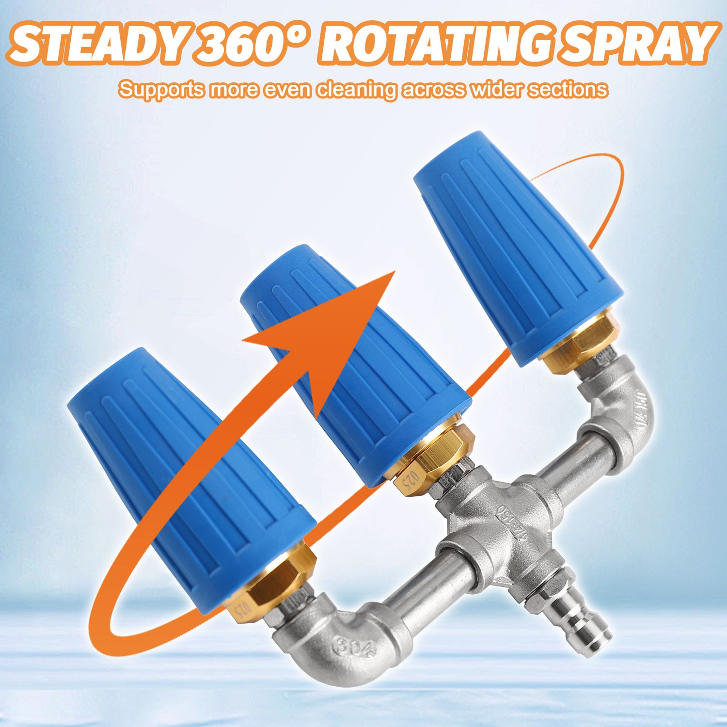 High Pressure Washer Nozzle 360° Rotating Triple Turbo 1/4″ 4000 PSI Auto Garden
