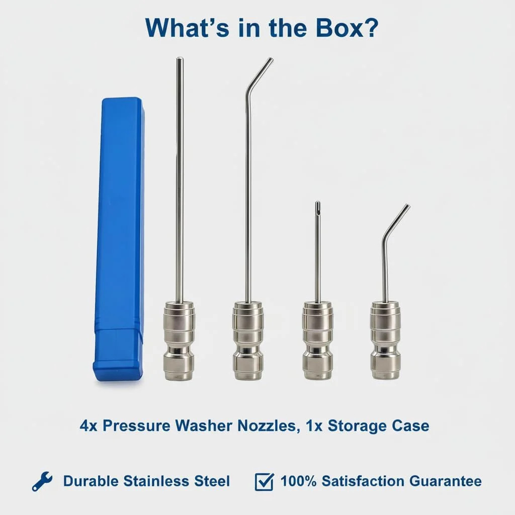 Pressure Washer Needle Nozzle Kit 4 Pack – AC Coil & Washing Machine Cleaning To