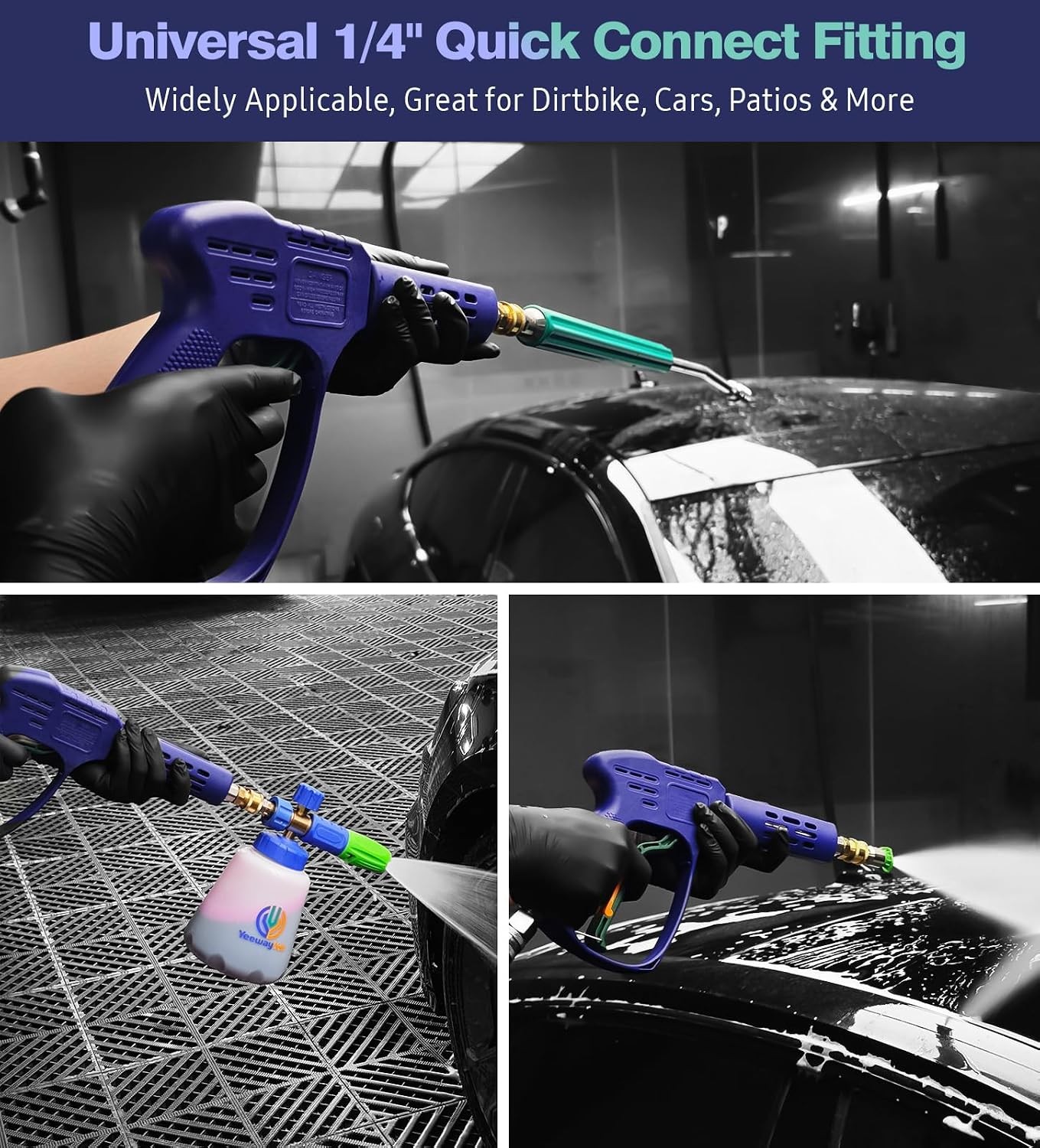 YeewayVeh High Pressure Washer Gun with 3/8″ Quick Connect and M22 14mm / 15mm F
