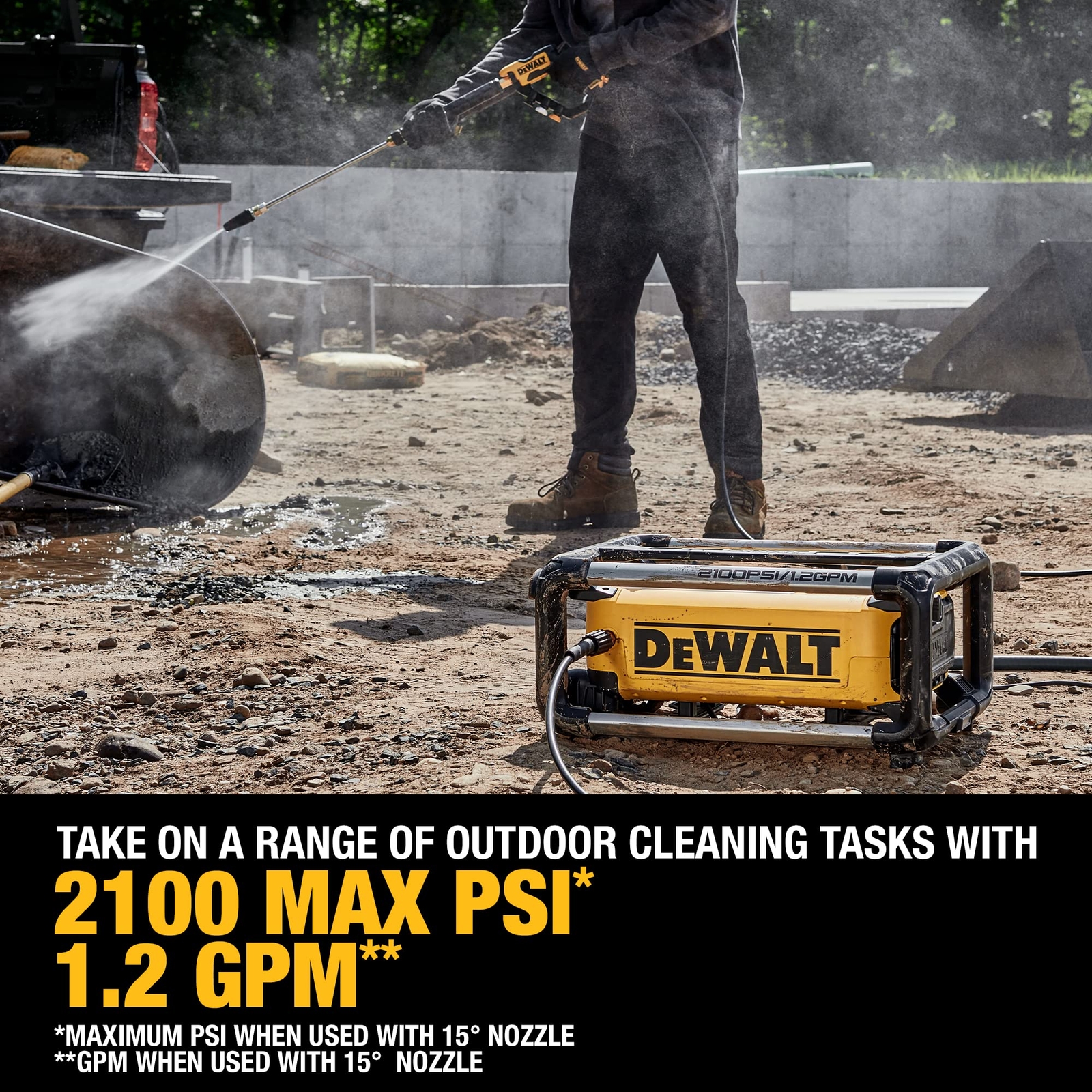DEWALT Electric Pressure Washer, 2100 PSI, Jobsite Power Washer (DWPW2100) Yello