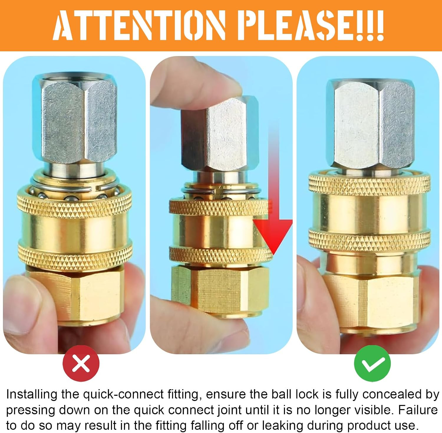 Pressure Washer Couplers Brass Fittings – 1/4 inch Quick Connect to Female NPT S