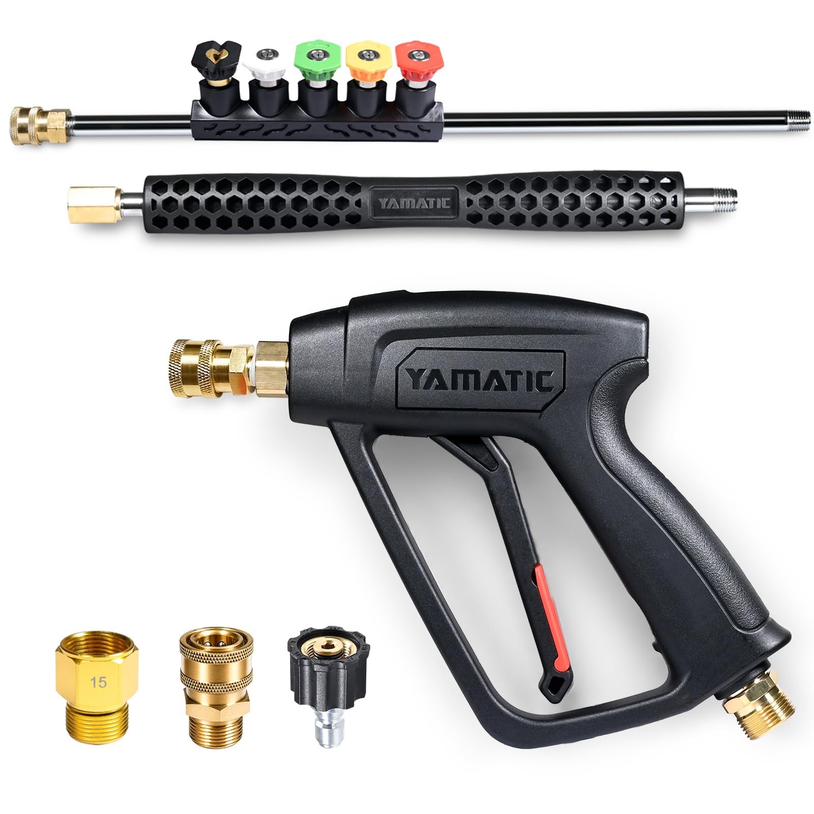 Pressure Washer Gun and Wand Kit, Full M22-14mm/M22-15mm & 3/8″ Quick Connect…