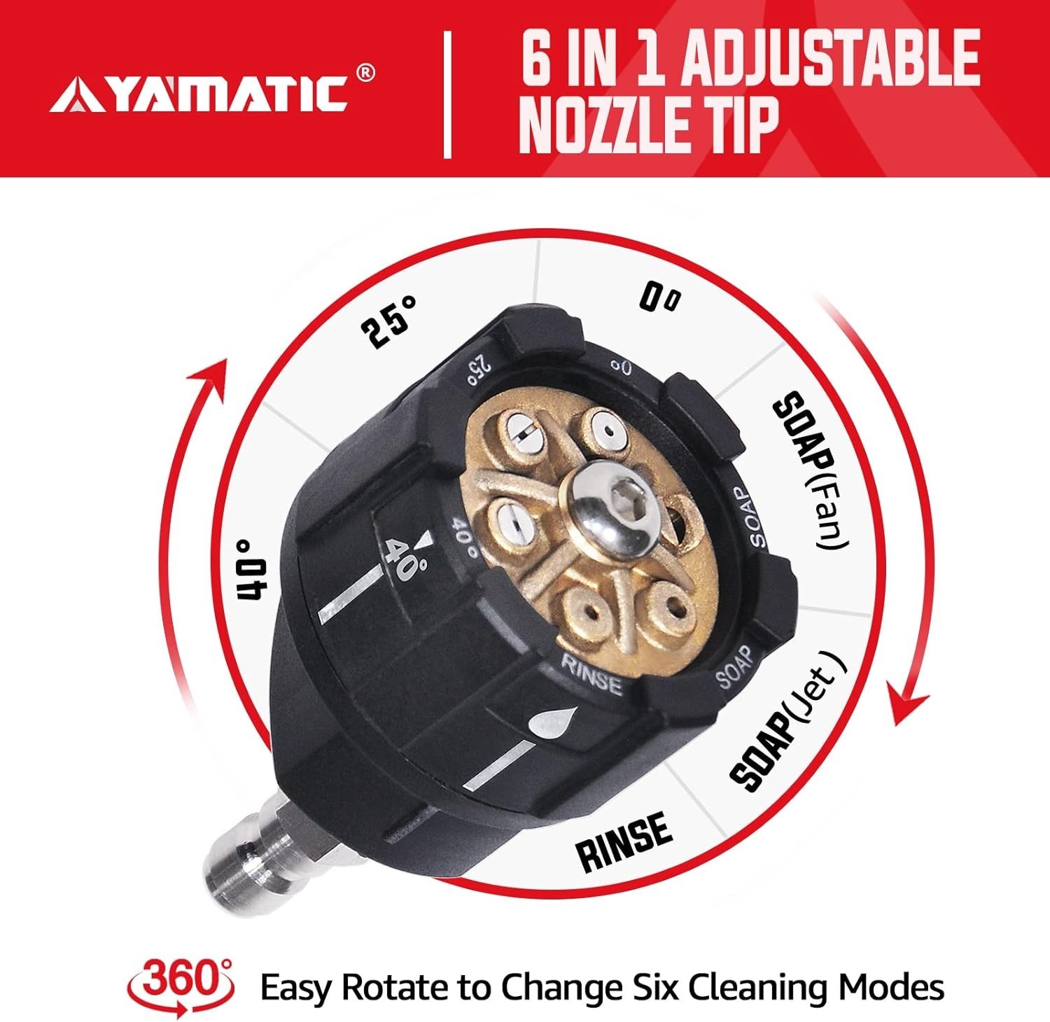 Pressure Washer Nozzle, 6-in-1 Quick Changeover & Easy Adjustable, Power Washer