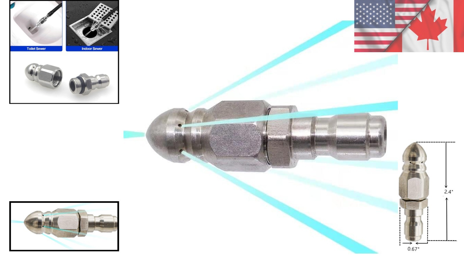 Professional Stainless Steel Pressure Washer Nozzle – Compact Jetting Solution