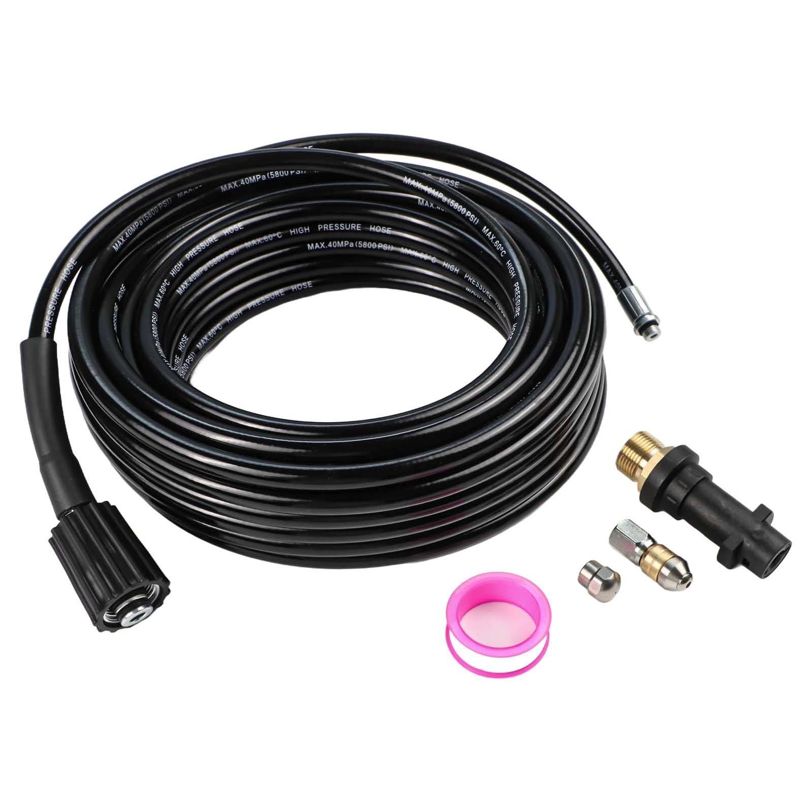 For Karcher-Compatible 15m 20m Hose Set with Adapter 2 Connectors Raw Tape