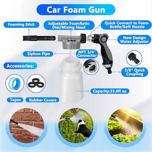 Car Wash Detailing Kit with Foam Gun, Car Cleaning Kit Set,Car Wash Brush with