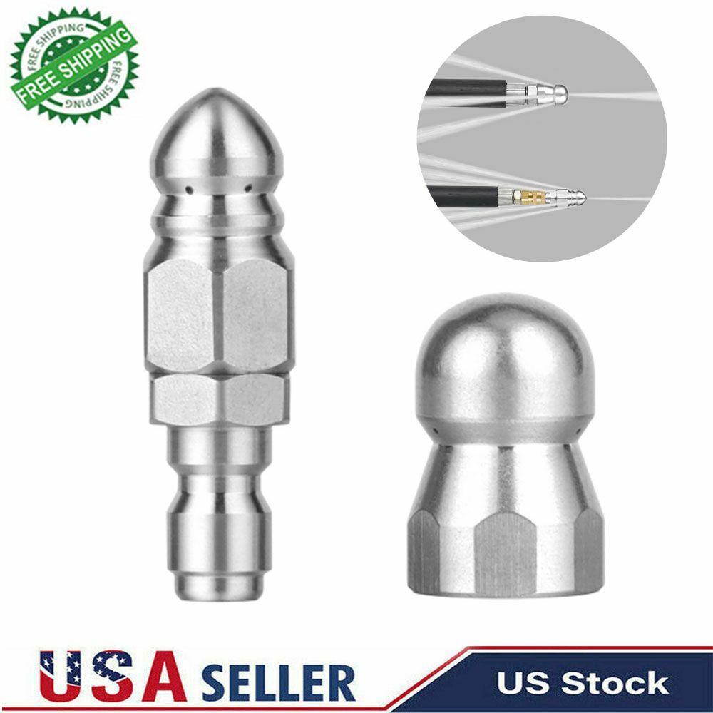 3/8″ 1/4” Male Pressure Washer Drain Sewer Cleaning Pipe Jetter Rotating Nozzle