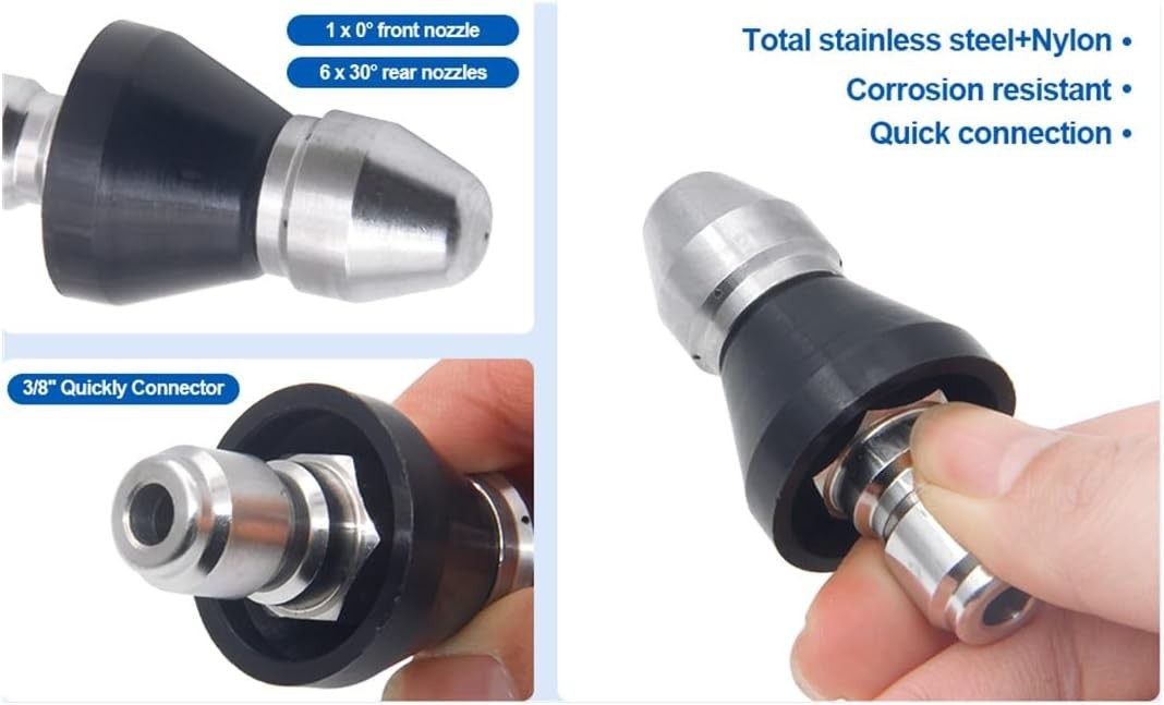 High-Pressure 3/8” Sewer Jet Nozzle Set – Sturdy 2-Piece Cleaning Solution