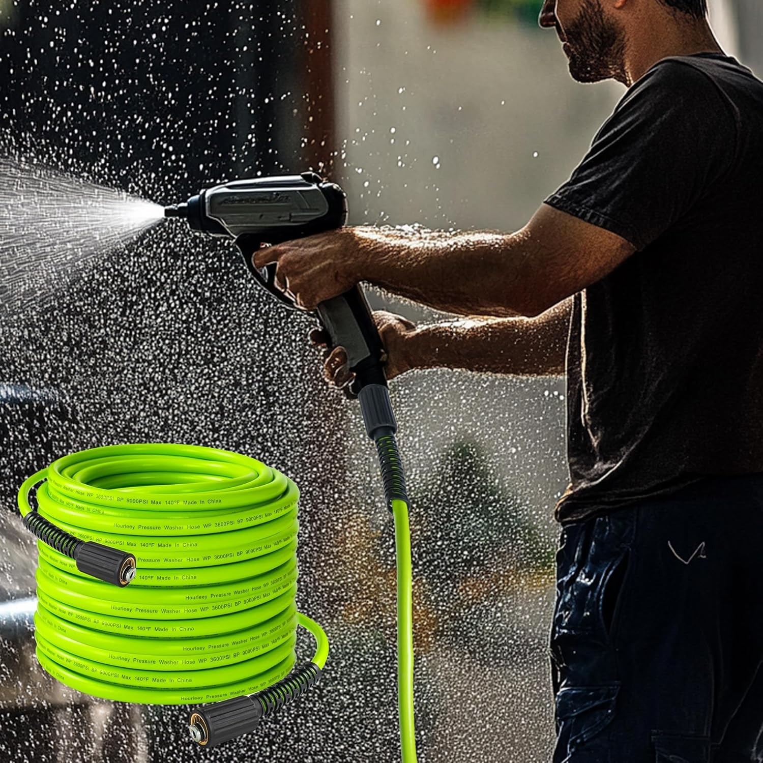 Versatile 50 FT Pressure Washer Hose – 3600 PSI, Lightweight & Weather Resistant