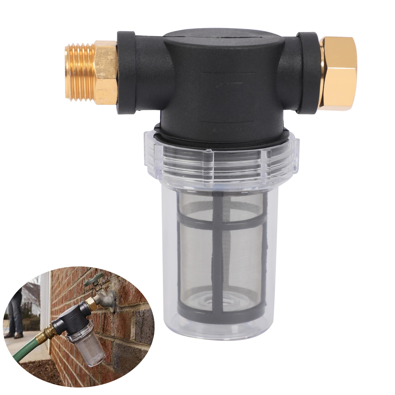 Garden Hose Inlet Filter Inline Water Pressure Sediment Washing Machine New