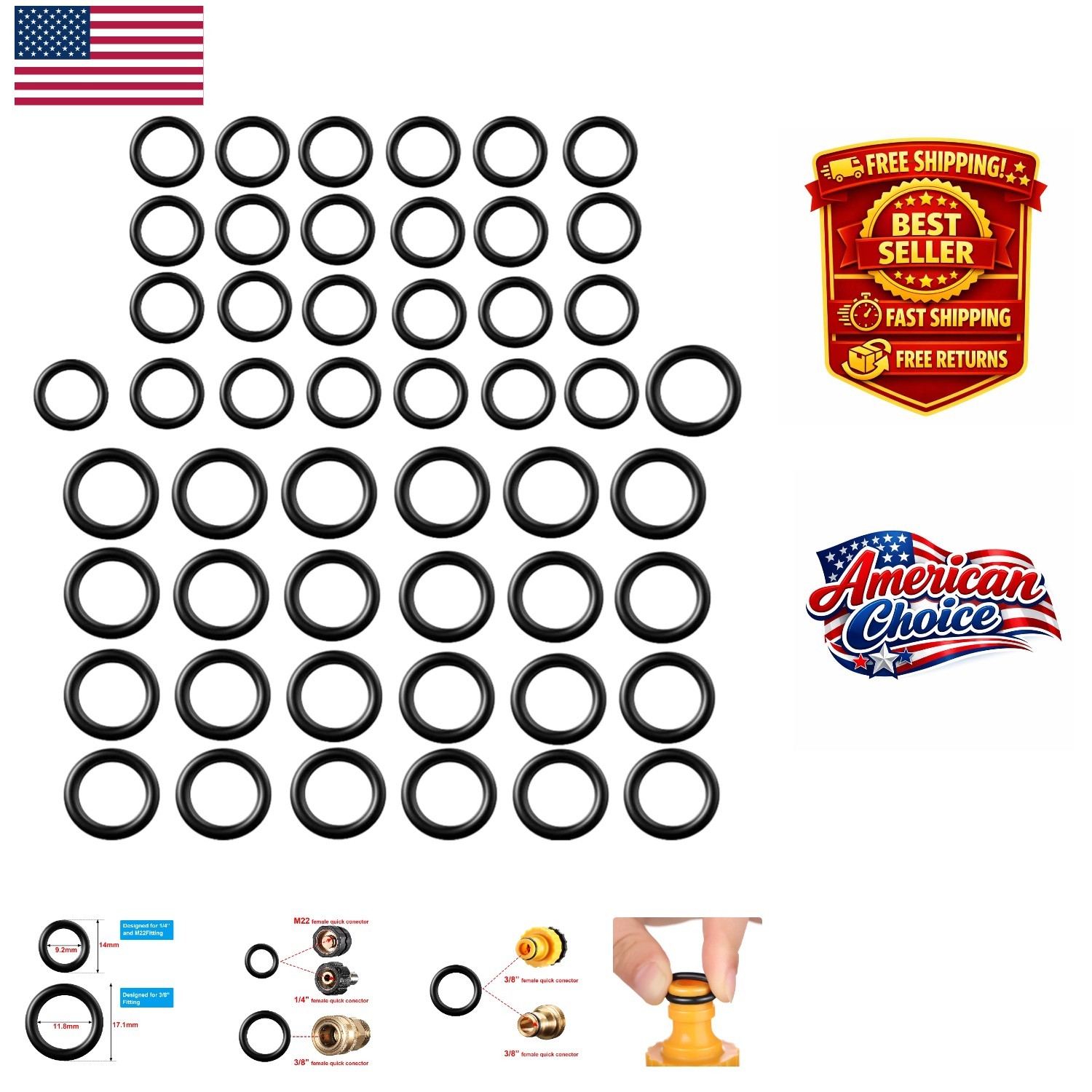 50-Piece O-Ring Set: Durable NBR for Pressure Washers & Plumbing Essentials