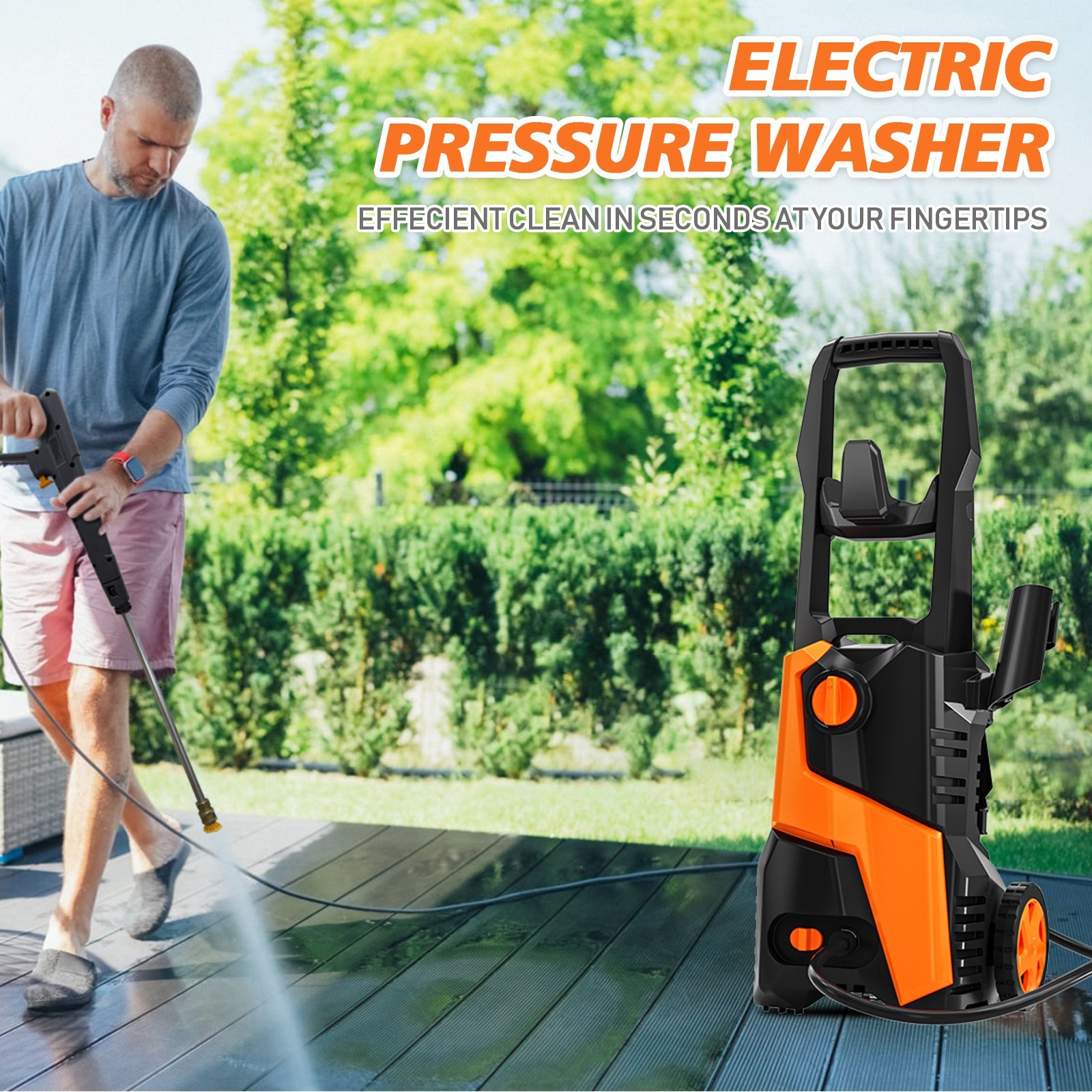 Pressure Washer 4200PSI 2.5GPM, Steel Lance, 4 Nozzle Tips, for Car, Patio
