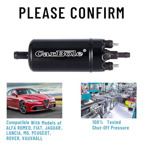 External In Line Fuel Pump: 116 PSI High Pressure Unversal 12V Electric Black
