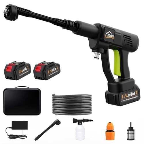 1200 PSI Cordless Pressure Washer, 21V, 2 Batteries, 6-in-1 Nozzle & Foam Cannon