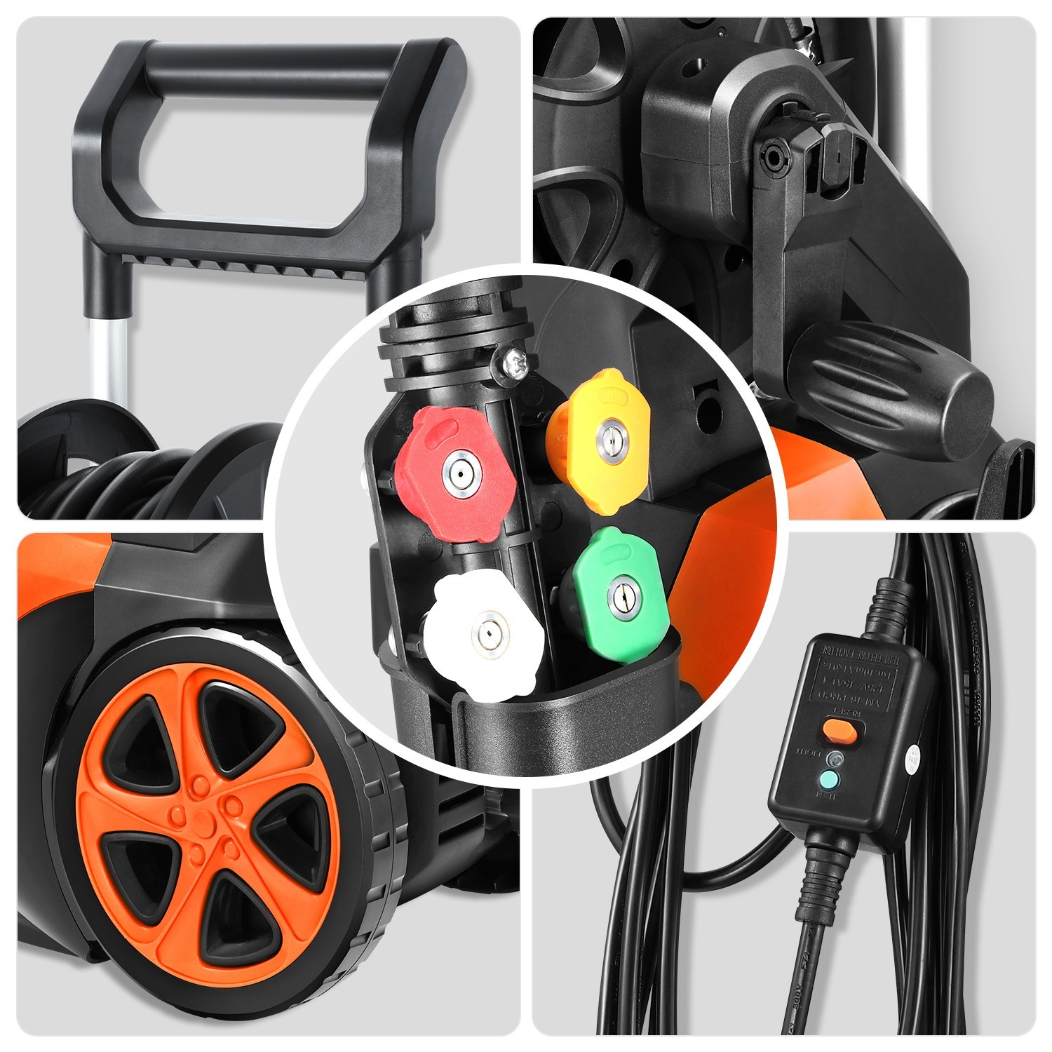 1800W Electric Pressure Washer 2176 PSI 2.4 GPM Car Patio Deck Cleaner