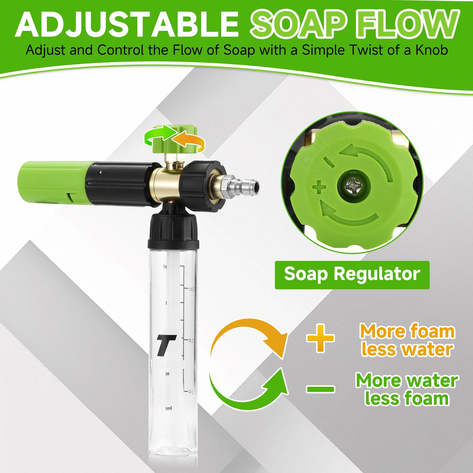 Short Pressure Washer with Mini Foam Cannon, Dual Connector Accessory, 5 Powe…