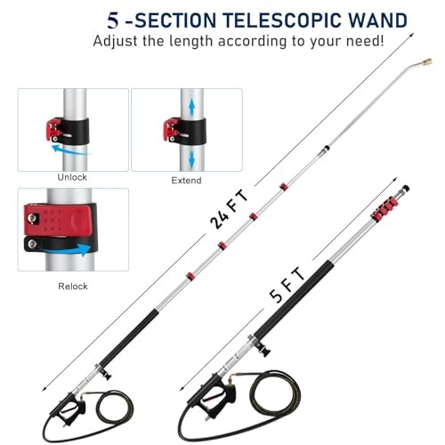 Pressure Washer Extension Wand 24FT Gutter Cleaning with Brush