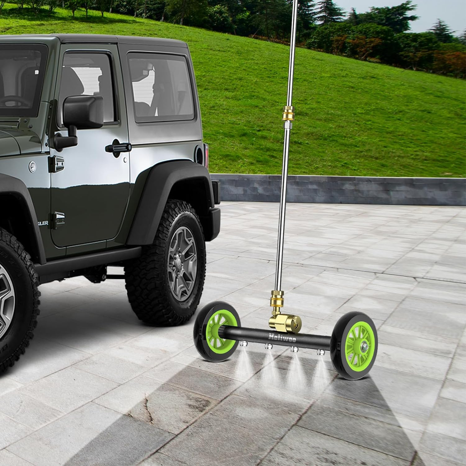 Undercarriage Pressure Washer Attachment 16 Inch, Water Broom 4000 PSI | Dual F