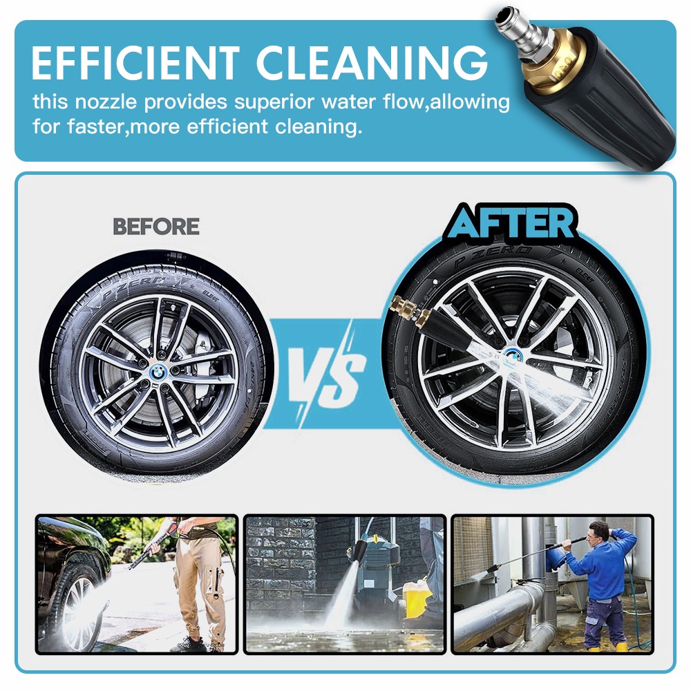 Pressure Washer Tips Turbo Nozzle, 4000 PSI Max, 360°Rotating Spray Turbo 7 nozz