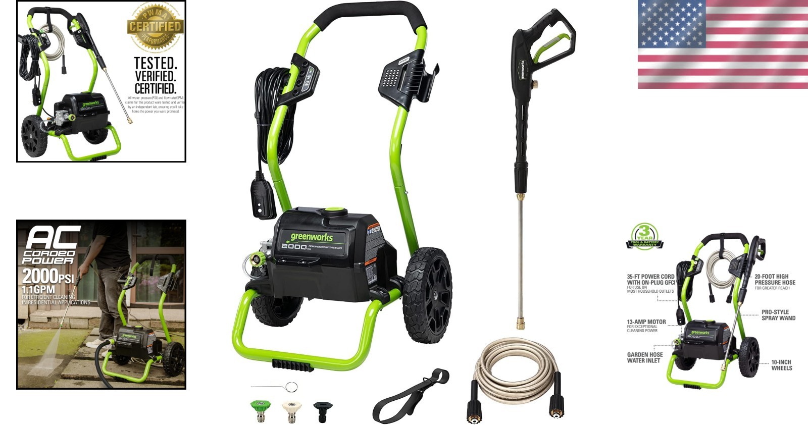Powerful 2000 PSI Electric Washer with 35 FT Cord – Perfect for Cars & Patios