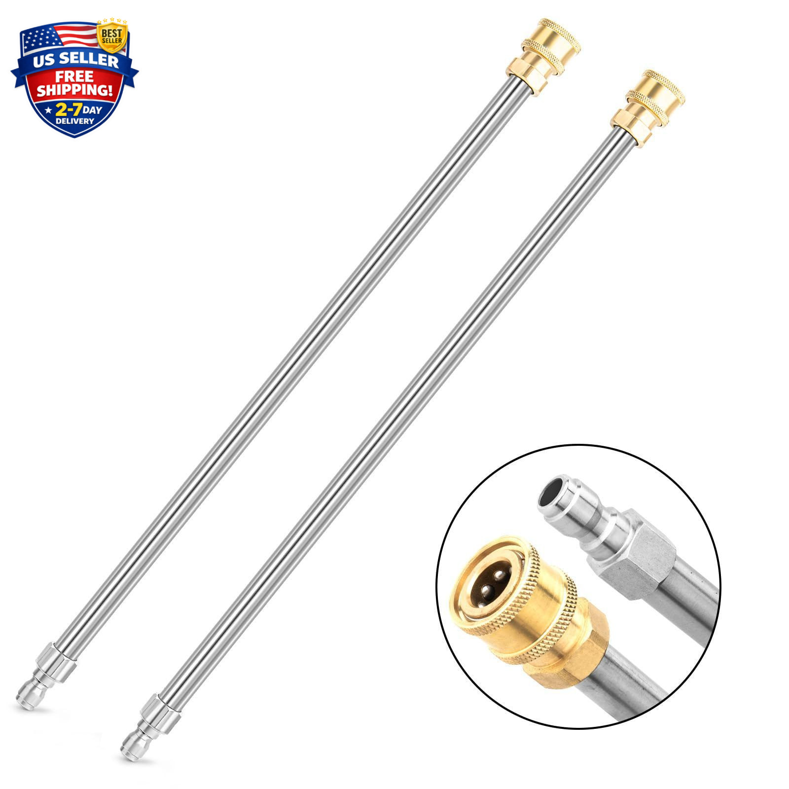 Pressure Washer Extension Wand, 2 Pack 17 Inch Stainless Steel Heavy Duty Wands