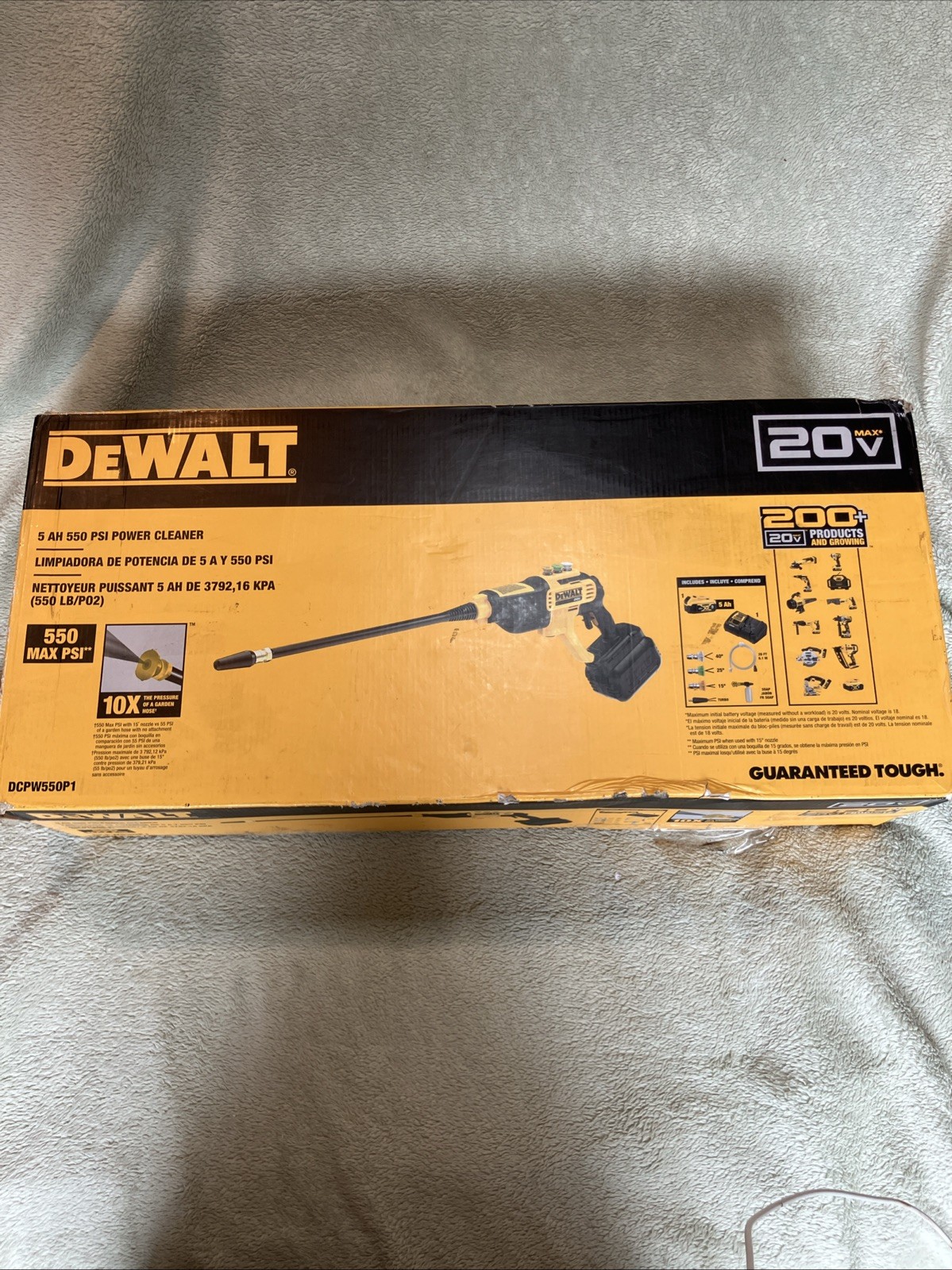 DEWALT DCPW550P1 Power Washer 550 Psi New Open Box 15256378 W/20v 5amp Battery