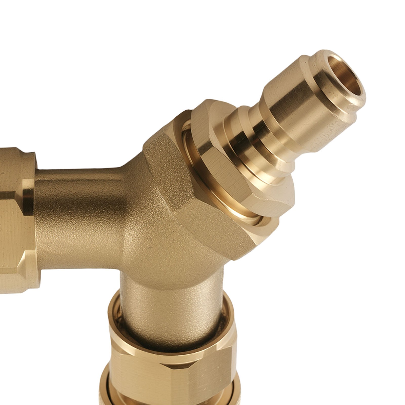3/8” Pressure Washer Tee Y-Splitter Brass Quick Coupler 2-Gun System Adapter
